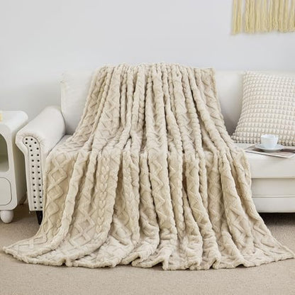 Aganear Fleece Throw Blanket for Couch Sofa 60"x80" Khaki - color: Khaki, size: Twin(60×80in)