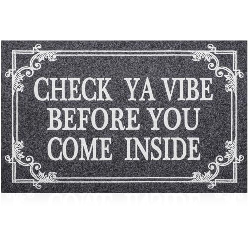 Front Door Indoor Outdoor Entrance Doormat Grey Rubber Welcome Door Mat Come Inside This House Doormat Anti Slip Easy to Clean Corridor Patio Entry Mat 28" x 18" - color: Come Inside-gray, size: 1'6" x 2'4" (Rectangular)