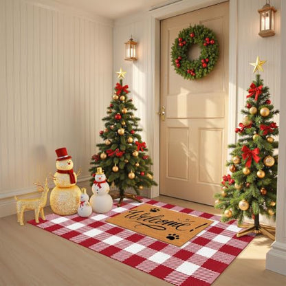 Outdoor Rugs, Red and White Area Rug Checkered 3’x 5’ - color: Red & White, size: 3' x 5' (Rectangular)