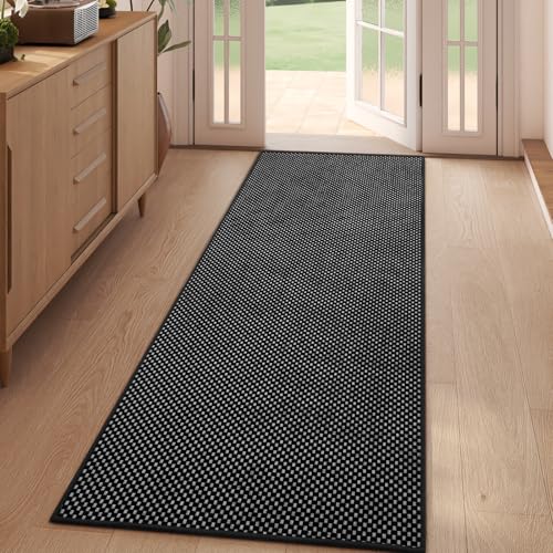 YDKGL Hallway Runner Rug Woven Washable Long Kitchen Runner Black 2x5 ft - color: Black, size: 2' x 5'