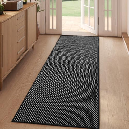YDKGL Hallway Runner Rug Woven Washable Long Kitchen Runner Black 2x5 ft - color: Black, size: 2' x 5'