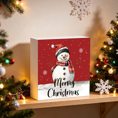 Christmas Decorations Indoor Christmas Decor Wooden Sign 5.9 x 5.9 Inch