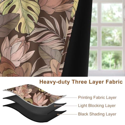 Tropical Botanical Blackout Curtains for Bedroom 84 Inches Long - color: Floral-j