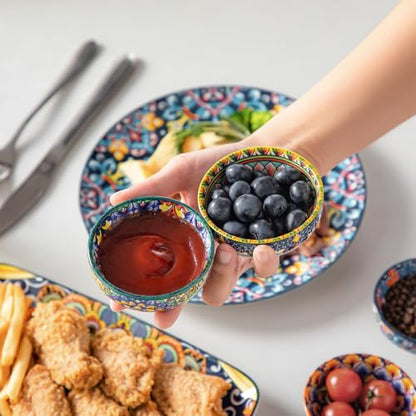 vancasso SIMI 2.7 Oz Ceramic Dipping Bowls Set of 6, Bohemian Sauce Bowls