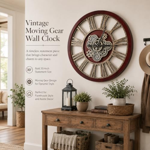 The B-Style Wall Clock, 30 Inch, Black Walnut Wood and Bronze - color: Black Walunt Wood and Bronze, size: 30 inch (76 cm)