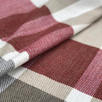 always4u 100% Blackout Plaid Curtains for Bedroom Living Room Woolen Look Black Tartan Grommet Thermal 2 Panels 45 * 63 Red Beige - color: Red Beige, size: 45"W x 63"L (Pack of 2)