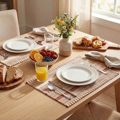 Artoid Mode Caramel Woven Braided Stripe Placemats Set of 4-12x18 Inch - color: Caramel, size: 12" x 18", 4 Pcs