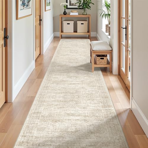 2x12 Runner Rug Non Slip,Washable Hallway Runner Rug,Beige - color: Beige/Ivory, size: 2' x 12' (Runner)