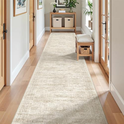 2x12 Runner Rug Non Slip,Washable Hallway Runner Rug,Beige - color: Beige/Ivory, size: 2' x 12' (Runner)