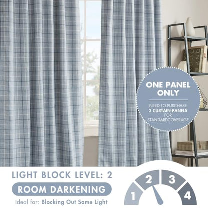 Madison Park Plaid Curtain Thermal Insulated, 1 Panel, 50x84 Denim Blue - color: Rod Pocket & Back Tab, Denim Blue, size: 50"W x 84"L (Pack of 1)