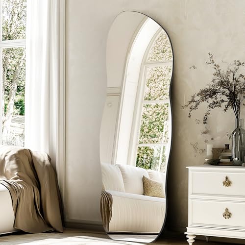 QDSSDECO 63" x 24" Full Length Mirror Irregular Wavy Mirror, Frameless - color: Wave