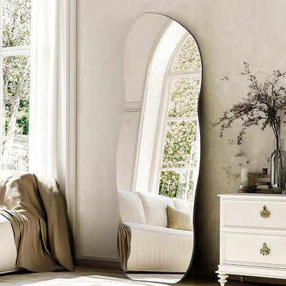 QDSSDECO 63" x 24" Full Length Mirror Irregular Wavy Mirror, Frameless - color: Wave