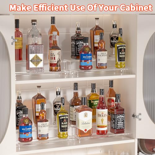 JUESHA 2 Tier Liquor Bottle Display Shelf - color: Clear