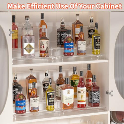 JUESHA 2 Tier Liquor Bottle Display Shelf - color: Clear