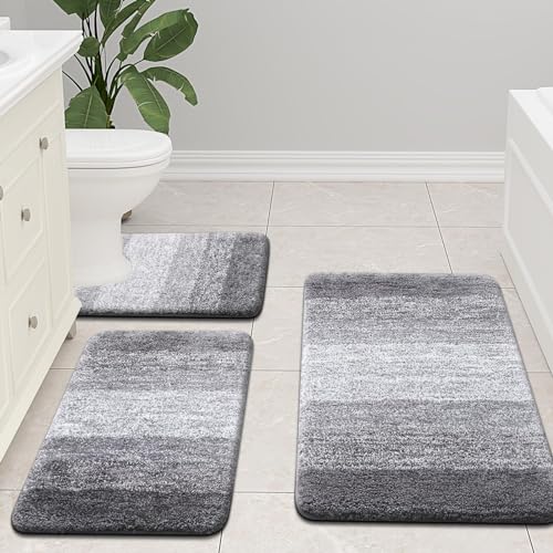 Arotive Microfiber Bathroom Rugs, Shaggy Soft Absorbent Bath Rug, 59x35 - color: Grey, size: 59" X 35"