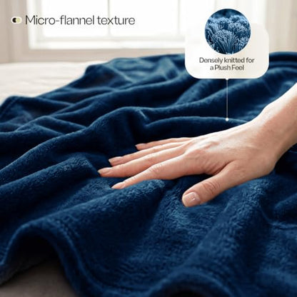 Soft Fleece Blanket for Bed Queen Size Navy (90x90 Inch) - color: Navy, size: Queen (90x90 Inch)