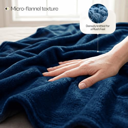 Soft Fleece Blanket for Bed Twin Size Navy (60x80 Inch) - color: Navy, size: Twin (60x80 Inch)