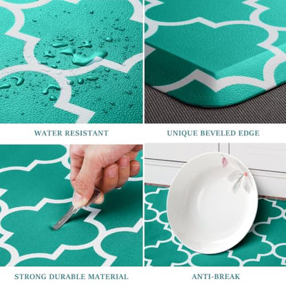 WISELIFE Kitchen Mats and Rugs Cushioned Anti-Fatigue, 17.3"x 60", Green - color: Stylish Green, size: 60"L x 17.3"W x 0.5"Th