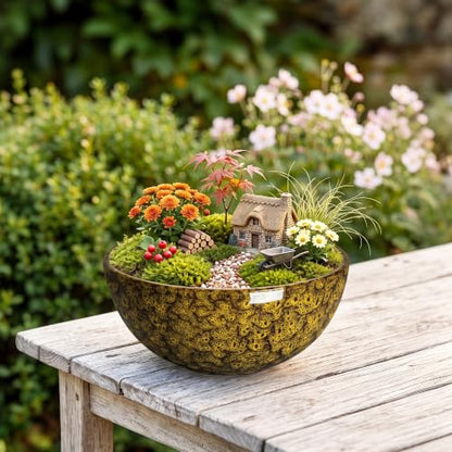 Lotus Bowl Planter, 8 Inch Ceramic Bonsai Pots, Yellow Leopard - color: Yellow Leopard-1, size: 8 Inch