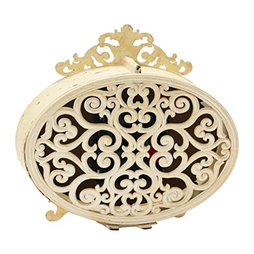Creative Co-Op Distressed Pewter Mantel Clock, Cream - color: Cream