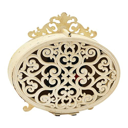 Creative Co-Op Distressed Pewter Mantel Clock, Cream - color: Cream