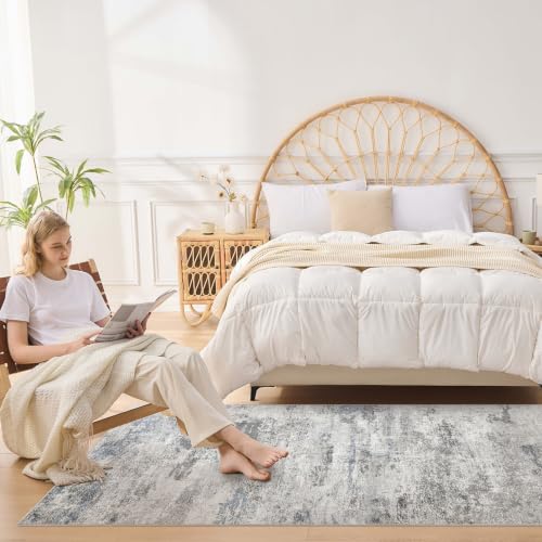 DMOYEST 3x12 Washable Runner Rug for Hallway Abstract Soft Carpet Runner - color: Grey Blue, size: 3' x 12' (Runner)
