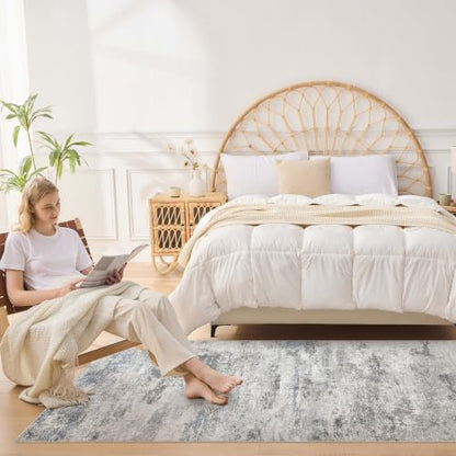 DMOYEST 3x12 Washable Runner Rug for Hallway Abstract Soft Carpet Runner - color: Grey Blue, size: 3' x 12' (Runner)