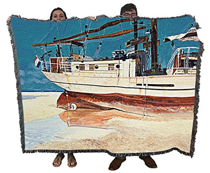 Pure Country Weavers St. Christopher Beached Blanket by Roger Bansemer - Coastal Ocean Beach Gift Tapestry Throw Woven from Cotton - Made in the USA (72x54) - color: St. Christopher