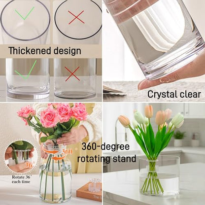 Liotww Unbreakable Acrylic Clear Vase, Wide Mouth Cylinder Plastic Vase - color: XL 3 Clear-e