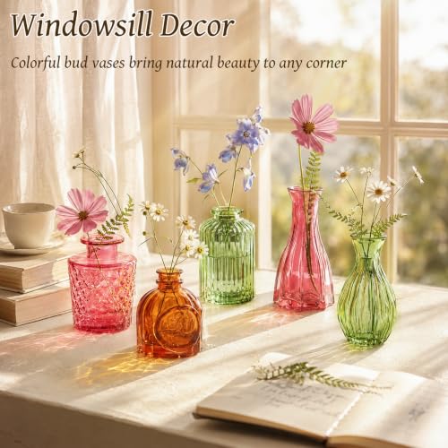 TBWIND 12 Pcs Colorful Glass Bud Vase Set - color: Multicoloured-12pcs, size: 12Pcs