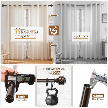 KAMANINA 1 Inch Curtain Rod 140 to 180 Inch, Extra Long Heavy Duty, Bronze - color: Antique Bronze, size: 140-180"