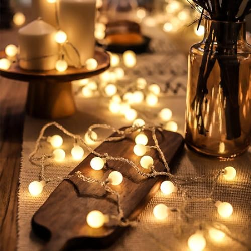 33ft 80 LED Globe String Lights – USB Powered Warm White Fairy Lights for Bedroom, Patio, Wedding, Party & Indoor Outdoor Decor - color: Warm White 33ft 80 LED