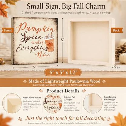 Fall Signs Pumpkin Spice Makes Everything Nice Coffee Wood Sign Fall Decor - color: FALL25