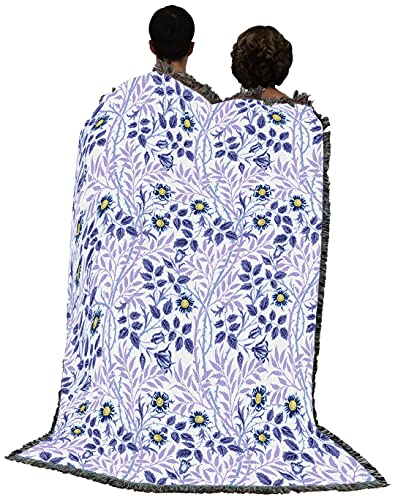 Pure Country Weavers William Morris Sweetbriar Lavender Blanket - Arts & Crafts - Gift Tapestry Throw Woven from Cotton - Made in the USA (72x54) - color: Lavender, size: Large