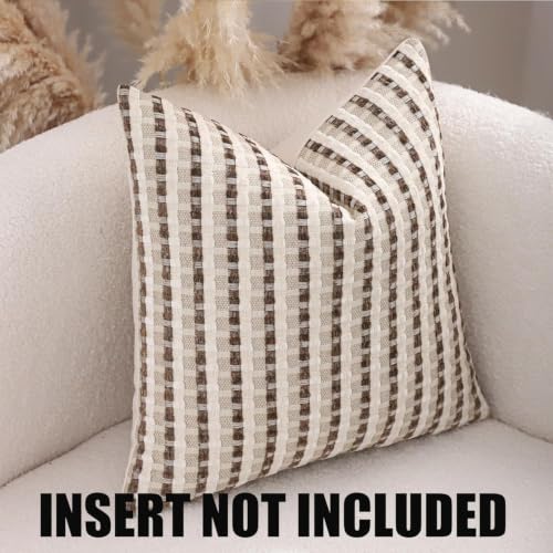Boho Jacquard Throw Pillow Covers 16x16 Inch Set of 2 Beige Brown - color: Beige+brown, size: 16" x 16" (Pack of 2)