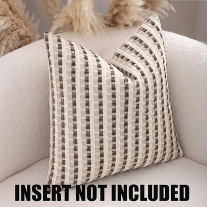 Boho Jacquard Throw Pillow Covers 16x16 Inch Set of 2 Beige Brown - color: Beige+brown, size: 16" x 16" (Pack of 2)