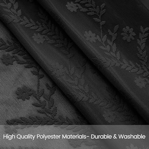 WAZZIO Boho Sheer Curtains 2 Panels,Victorian Lace Drapes,Black,W52 x L84 - color: Black, size: 52"W x 84"L (Pack of 2)