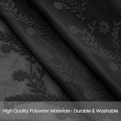 WAZZIO Boho Sheer Curtains 2 Panels,Victorian Lace Drapes,Black,W52 x L84 - color: Black, size: 52"W x 84"L (Pack of 2)