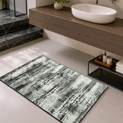 Merelax 2x3 Entryway Door Mat—Washable, Non-Slip, Black White, Low Pile Rug - color: Black White, size: 2' x 3'(24''x36'')
