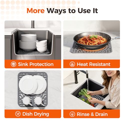 Snuggery Silicone Sink Protector for Kitchen Sink, 12"x14" Center Drain - size: 12x14 center