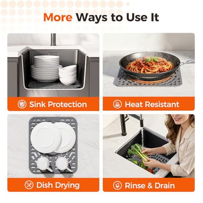 Snuggery Silicone Sink Protector for Kitchen Sink, 12"x14" Center Drain - size: 12x14 center