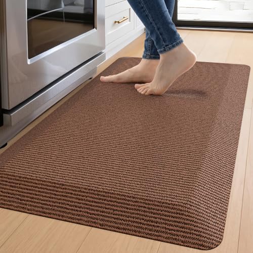 DEXI Anti Fatigue Kitchen Mat Cushioned, 20x32 Waterproof Runner Rug Brown - color: Brown, size: 32"L x 20"W x 0.9"Th