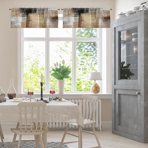 Emvency Valances for Windows, 2 Pack, 52x12 Inch, Abstract Brown - color: Abstract Brown 2, size: 52"W x 12"L (Pack of 2)