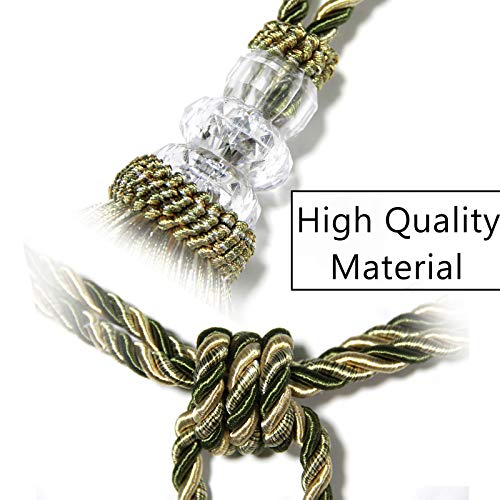 BEL AVENIR 4 Pack Curtain Tiebacks Hand-Woven Holdbacks Tassels Tiebacks - color: Mix Green, size: 4 Pack
