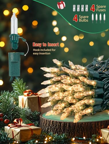 Hopolon Clear Christmas Lights Set 2 Pack 50 Count Green Wire Mini Lights - color: Clear,Green Wire, size: 2PACK, 50 count