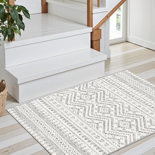 Miukiki 2x3 Entryway Rug Washable Non Slip Moroccan Area Rugs Grey - color: Grey, size: 2' x 3' (Rectangular)