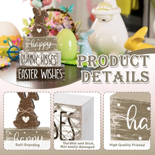 Britimes Tiered Tray Decor Set, 4 Pack, Wooden Table Sign, Easter Bunny Egg - color: Easter Bunny Egg