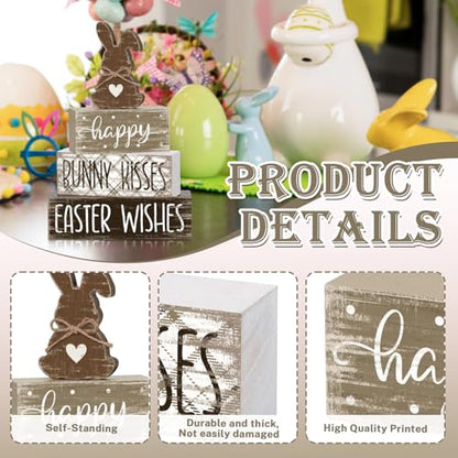 Britimes Tiered Tray Decor Set, 4 Pack, Wooden Table Sign, Easter Bunny Egg - color: Easter Bunny Egg