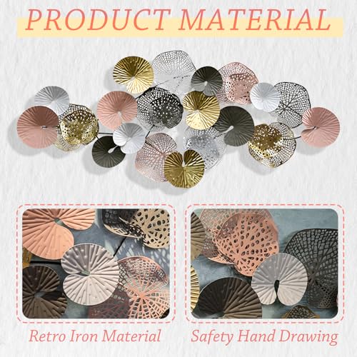 edaknez Large Metal Wall Art, 53 x 26 Inch Metal Lotus Wall Art Decor - color: A 53 inch x 26 inch