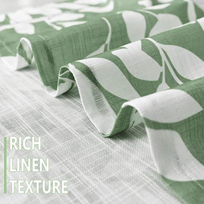 White Green Curtains 72" Leaf Print Bedroom Sheer Windows Panels Drapes 2pc - color: Green, size: 52"W x 72"L (Pack of 2)
